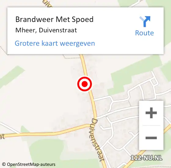Locatie op kaart van de 112 melding: Brandweer Met Spoed Naar Mheer, Duivenstraat op 27 mei 2015 22:07