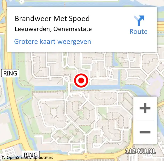 Locatie op kaart van de 112 melding: Brandweer Met Spoed Naar Leeuwarden, Oenemastate op 27 mei 2015 23:36