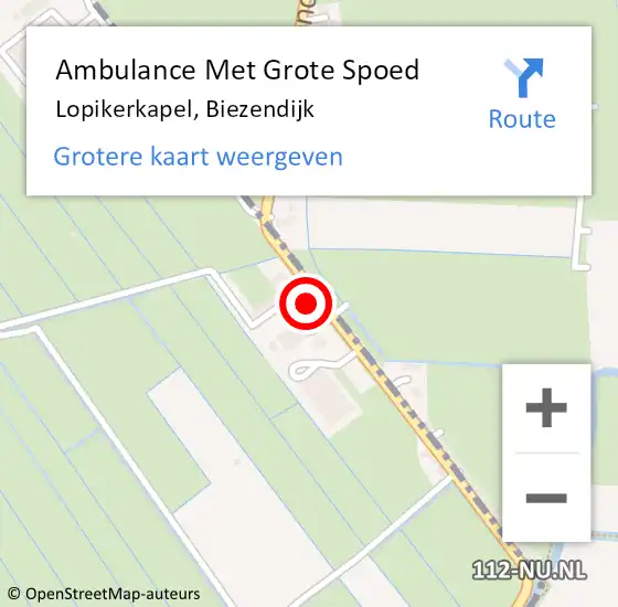 Locatie op kaart van de 112 melding: Ambulance Met Grote Spoed Naar Lopikerkapel, Biezendijk op 28 mei 2015 00:03