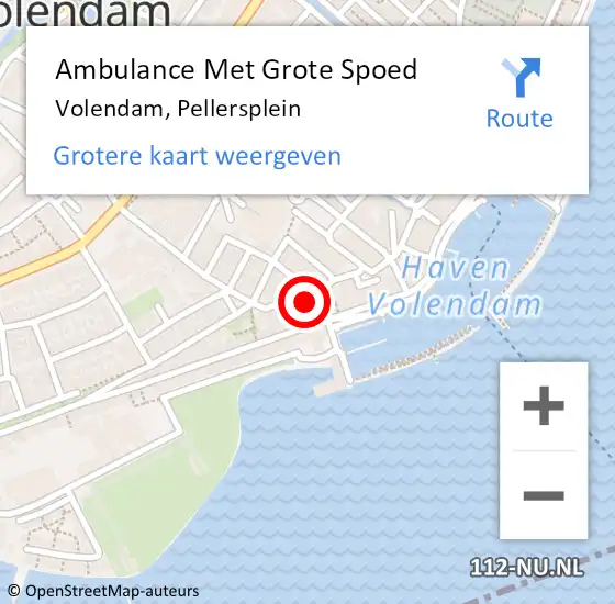 Locatie op kaart van de 112 melding: Ambulance Met Grote Spoed Naar Volendam, Pellersplein op 28 mei 2015 01:04