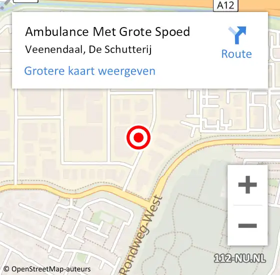 Locatie op kaart van de 112 melding: Ambulance Met Grote Spoed Naar Veenendaal, De Schutterij op 28 mei 2015 02:46