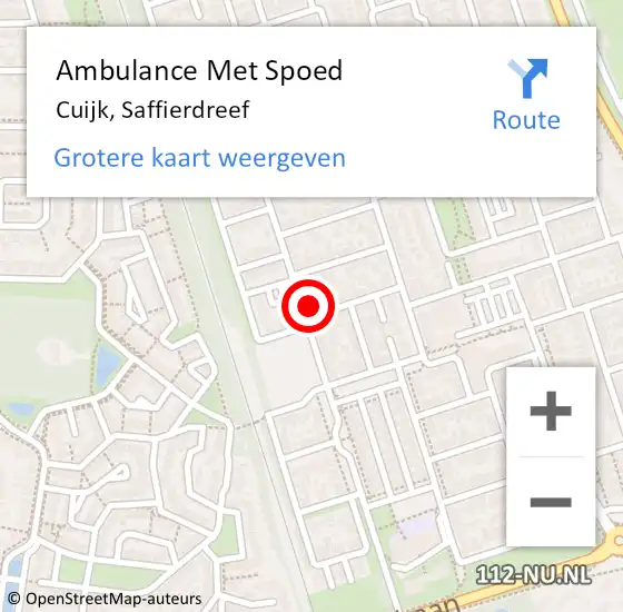 Locatie op kaart van de 112 melding: Ambulance Met Spoed Naar Cuijk, Saffierdreef op 28 mei 2015 05:20