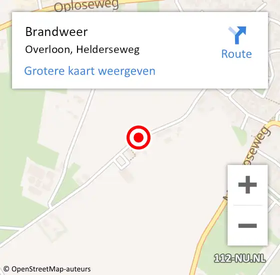 Locatie op kaart van de 112 melding: Brandweer Overloon, Helderseweg op 28 mei 2015 05:33