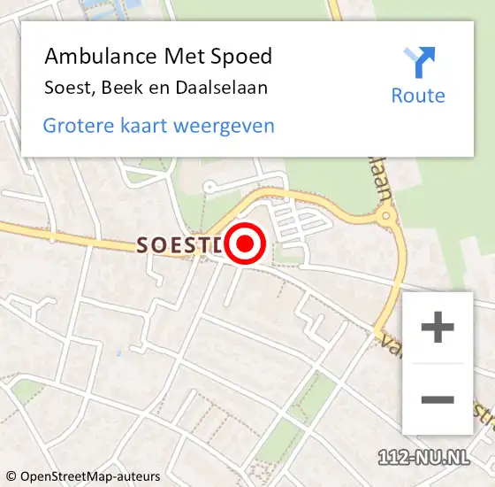 Locatie op kaart van de 112 melding: Ambulance Met Spoed Naar Soest, Beek en Daalselaan op 9 november 2013 00:22
