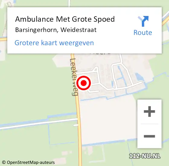 Locatie op kaart van de 112 melding: Ambulance Met Grote Spoed Naar Barsingerhorn, Weidestraat op 28 mei 2015 06:18