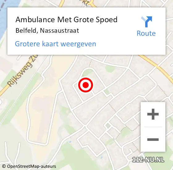 Locatie op kaart van de 112 melding: Ambulance Met Grote Spoed Naar Belfeld, Nassaustraat op 28 mei 2015 06:31