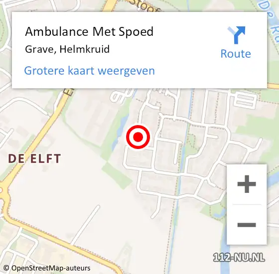 Locatie op kaart van de 112 melding: Ambulance Met Spoed Naar Grave, Helmkruid op 28 mei 2015 07:22