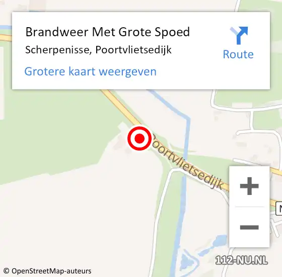 Locatie op kaart van de 112 melding: Brandweer Met Grote Spoed Naar Scherpenisse, Poortvlietsedijk op 28 mei 2015 08:04