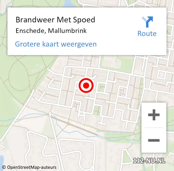 Locatie op kaart van de 112 melding: Brandweer Met Spoed Naar Enschede, Mallumbrink op 28 mei 2015 09:05