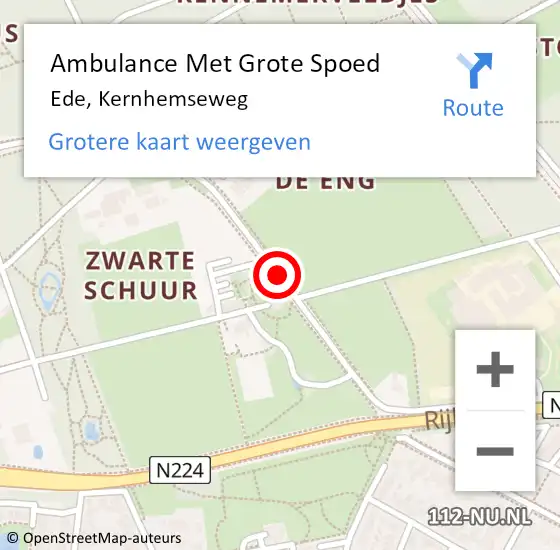 Locatie op kaart van de 112 melding: Ambulance Met Grote Spoed Naar Ede, Kernhemseweg op 28 mei 2015 09:37