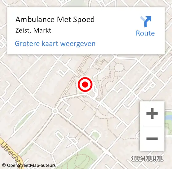 Locatie op kaart van de 112 melding: Ambulance Met Spoed Naar Zeist, Markt op 28 mei 2015 09:49