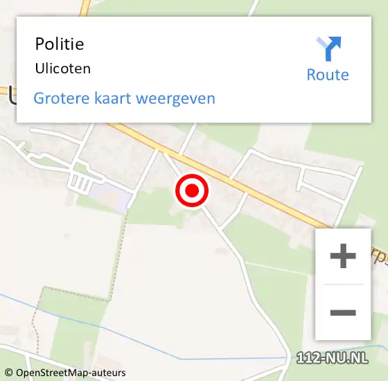 Locatie op kaart van de 112 melding: Politie Ulicoten op 28 mei 2015 09:51