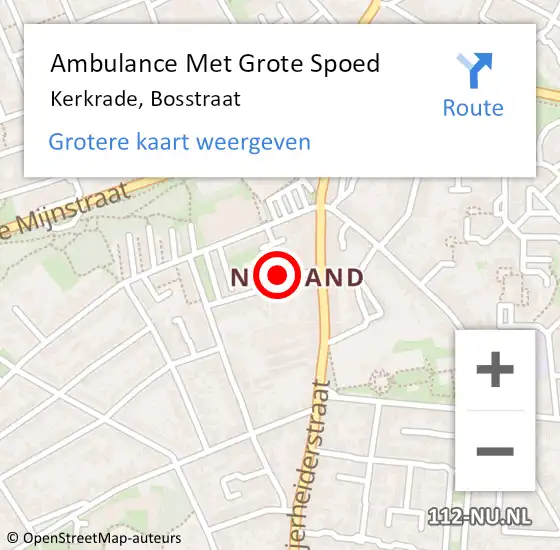 Locatie op kaart van de 112 melding: Ambulance Met Grote Spoed Naar Kerkrade, Bosstraat op 28 mei 2015 10:05