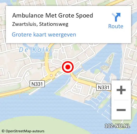 Locatie op kaart van de 112 melding: Ambulance Met Grote Spoed Naar Zwartsluis, Stationsweg op 28 mei 2015 10:05
