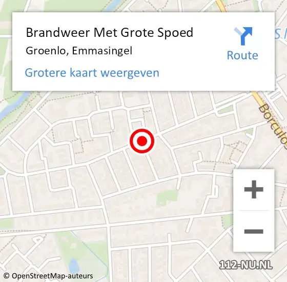 Locatie op kaart van de 112 melding: Brandweer Met Grote Spoed Naar Groenlo, Emmasingel op 28 mei 2015 10:37