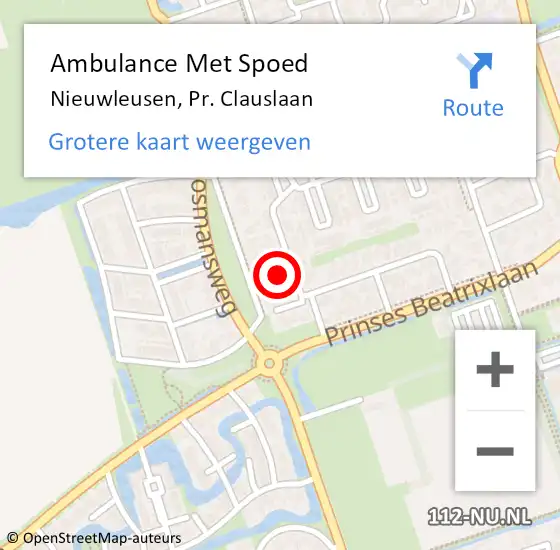 Locatie op kaart van de 112 melding: Ambulance Met Spoed Naar Nieuwleusen, Pr. Clauslaan op 28 mei 2015 10:45