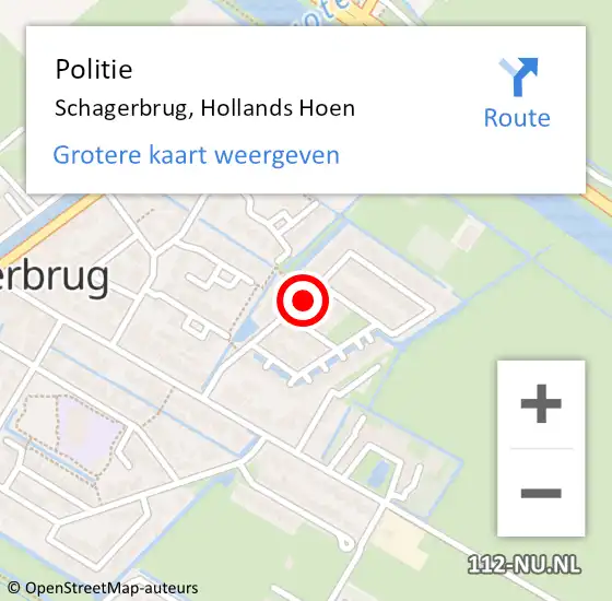 Locatie op kaart van de 112 melding: Politie Schagerbrug, Hollands Hoen op 28 mei 2015 11:44