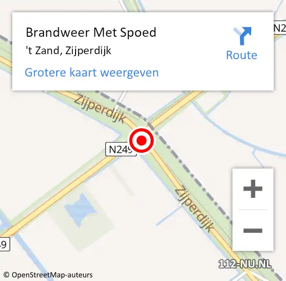 Locatie op kaart van de 112 melding: Brandweer Met Spoed Naar 't Zand, Zijperdijk op 9 november 2013 01:42