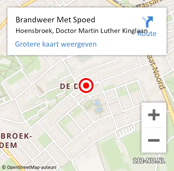 Locatie op kaart van de 112 melding: Brandweer Met Spoed Naar Hoensbroek, Doctor Martin Luther Kinglaan op 28 mei 2015 13:57