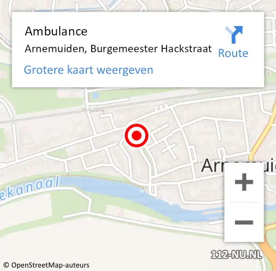 Locatie op kaart van de 112 melding: Ambulance Arnemuiden, Burgemeester Hackstraat op 28 mei 2015 14:05