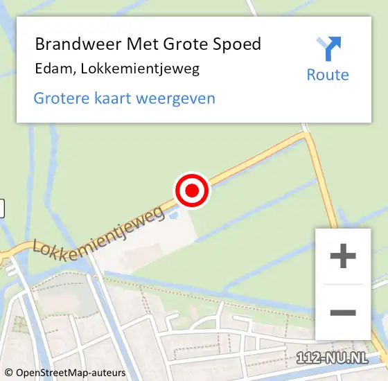 Locatie op kaart van de 112 melding: Brandweer Met Grote Spoed Naar Edam, Lokkemientjeweg op 28 mei 2015 14:06