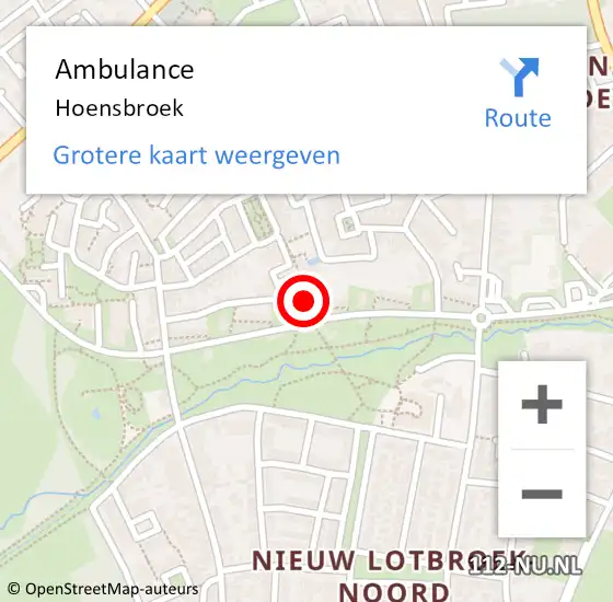 Locatie op kaart van de 112 melding: Ambulance Hoensbroek op 28 mei 2015 14:23