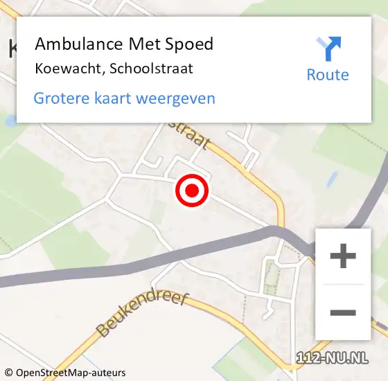 Locatie op kaart van de 112 melding: Ambulance Met Spoed Naar Koewacht, Schoolstraat op 28 mei 2015 14:26