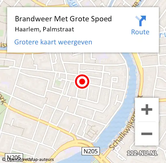 Locatie op kaart van de 112 melding: Brandweer Met Grote Spoed Naar Haarlem, Palmstraat op 28 mei 2015 14:33