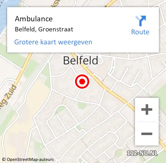 Locatie op kaart van de 112 melding: Ambulance Belfeld, Groenstraat op 28 mei 2015 15:01