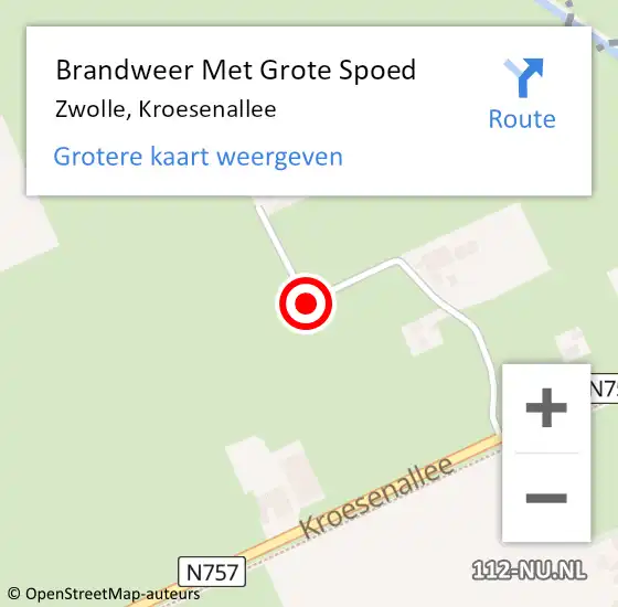 Locatie op kaart van de 112 melding: Brandweer Met Grote Spoed Naar Zwolle, Kroesenallee op 28 mei 2015 15:11