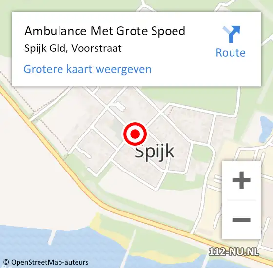 Locatie op kaart van de 112 melding: Ambulance Met Grote Spoed Naar Spijk Gld, Voorstraat op 28 mei 2015 15:15