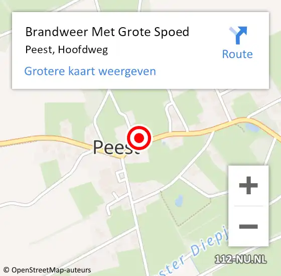 Locatie op kaart van de 112 melding: Brandweer Met Grote Spoed Naar Peest, Hoofdweg op 28 mei 2015 15:28