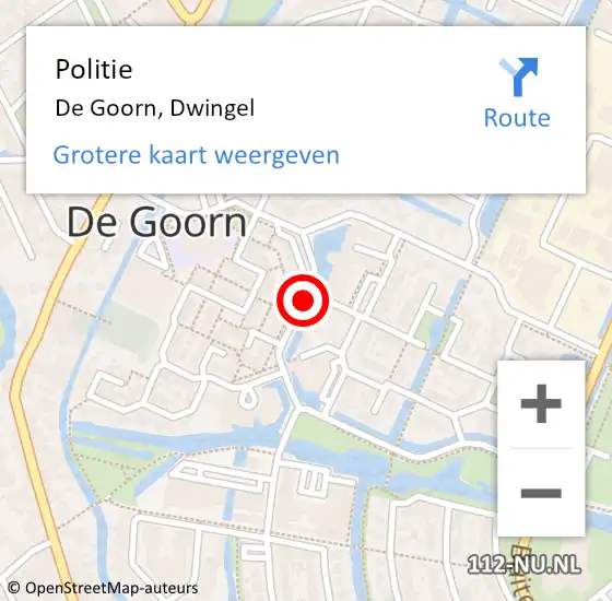Locatie op kaart van de 112 melding: Politie De Goorn, Dwingel op 28 mei 2015 16:44