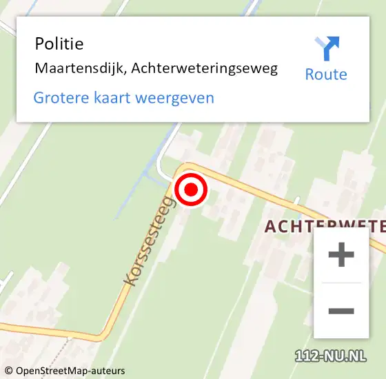 Locatie op kaart van de 112 melding: Politie Maartensdijk, Achterweteringseweg op 28 mei 2015 17:42