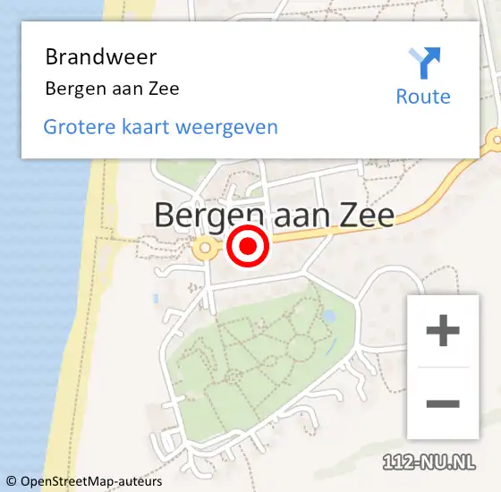 Locatie op kaart van de 112 melding: Brandweer Bergen aan Zee op 28 mei 2015 17:42