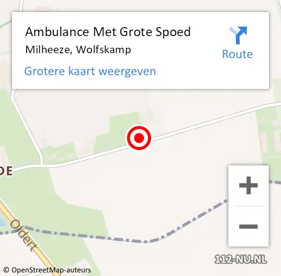 Locatie op kaart van de 112 melding: Ambulance Met Grote Spoed Naar Milheeze, Wolfskamp op 28 mei 2015 17:44