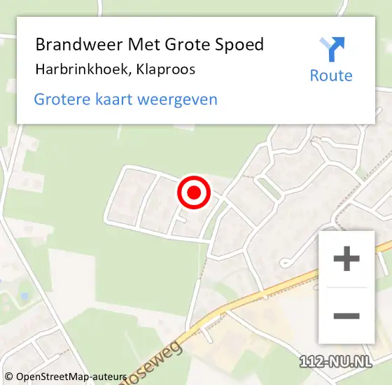 Locatie op kaart van de 112 melding: Brandweer Met Grote Spoed Naar Harbrinkhoek, Klaproos op 28 mei 2015 18:06