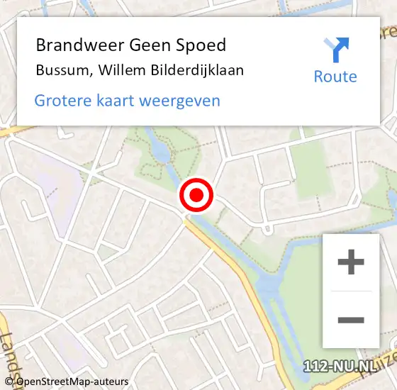 Locatie op kaart van de 112 melding: Brandweer Geen Spoed Naar Bussum, Willem Bilderdijklaan op 28 mei 2015 18:16