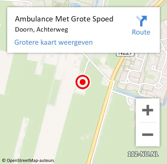 Locatie op kaart van de 112 melding: Ambulance Met Grote Spoed Naar Doorn, Achterweg op 28 mei 2015 18:16