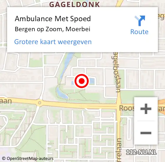 Locatie op kaart van de 112 melding: Ambulance Met Spoed Naar Bergen op Zoom, Moerbei op 28 mei 2015 18:27