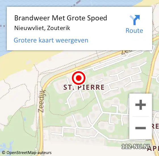 Locatie op kaart van de 112 melding: Brandweer Met Grote Spoed Naar Nieuwvliet, Zouterik op 28 mei 2015 18:57