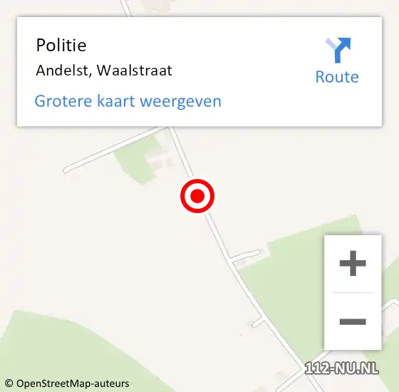 Locatie op kaart van de 112 melding: Politie Andelst, Waalstraat op 28 mei 2015 19:01