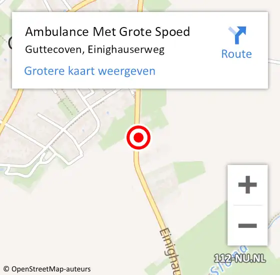 Locatie op kaart van de 112 melding: Ambulance Met Grote Spoed Naar Guttecoven, Einighauserweg op 9 november 2013 03:28