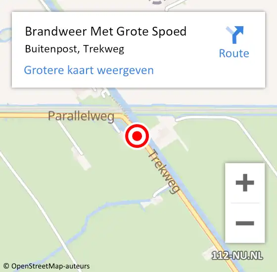 Locatie op kaart van de 112 melding: Brandweer Met Grote Spoed Naar Buitenpost, Trekweg op 28 mei 2015 20:46