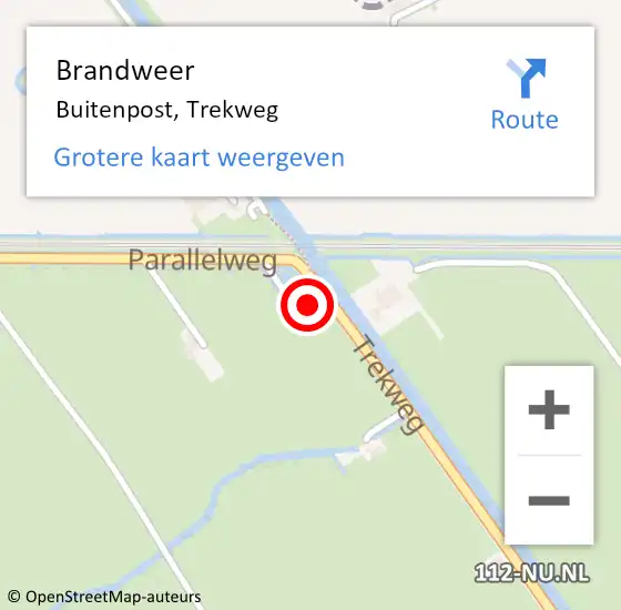 Locatie op kaart van de 112 melding: Brandweer Buitenpost, Trekweg op 28 mei 2015 21:00