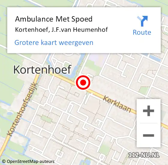 Locatie op kaart van de 112 melding: Ambulance Met Spoed Naar Kortenhoef, J.F.van Heumenhof op 28 mei 2015 21:19