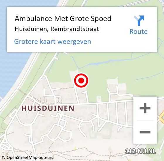 Locatie op kaart van de 112 melding: Ambulance Met Grote Spoed Naar Huisduinen, Rembrandtstraat op 29 mei 2015 00:25