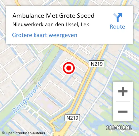 Locatie op kaart van de 112 melding: Ambulance Met Grote Spoed Naar Nieuwerkerk aan den IJssel, Lek op 29 mei 2015 01:34
