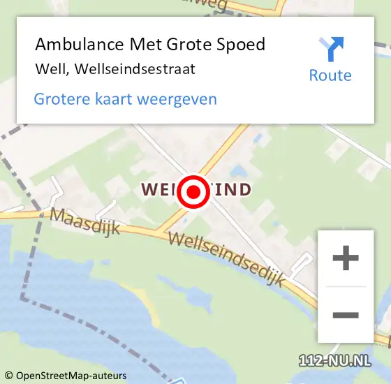 Locatie op kaart van de 112 melding: Ambulance Met Grote Spoed Naar Well, Wellseindsestraat op 29 mei 2015 01:38