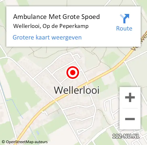 Locatie op kaart van de 112 melding: Ambulance Met Grote Spoed Naar Wellerlooi, Op de Peperkamp op 29 mei 2015 01:42